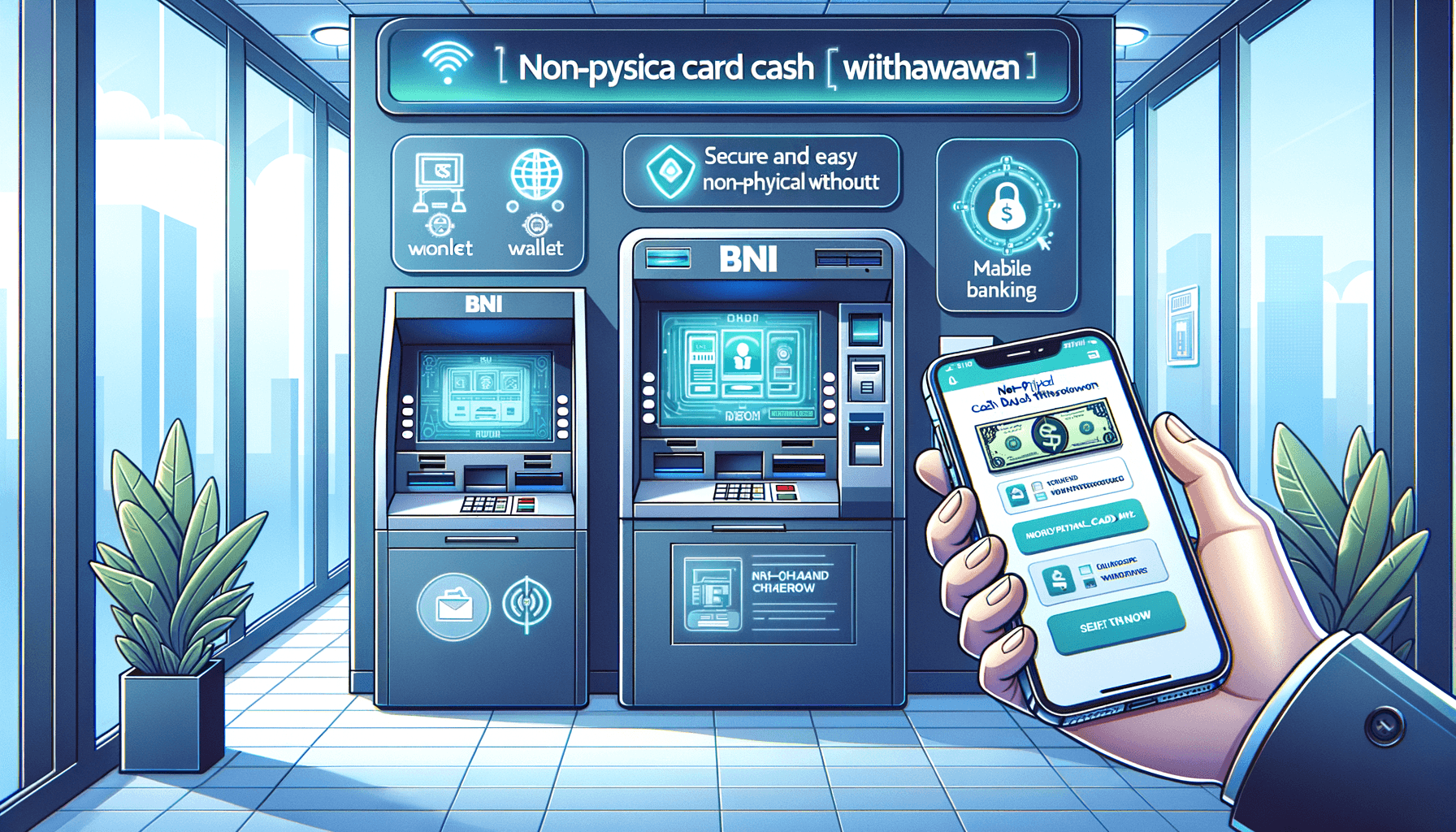Ilustrasi tarik tunai di ATM BNI tanpa kartu fisik