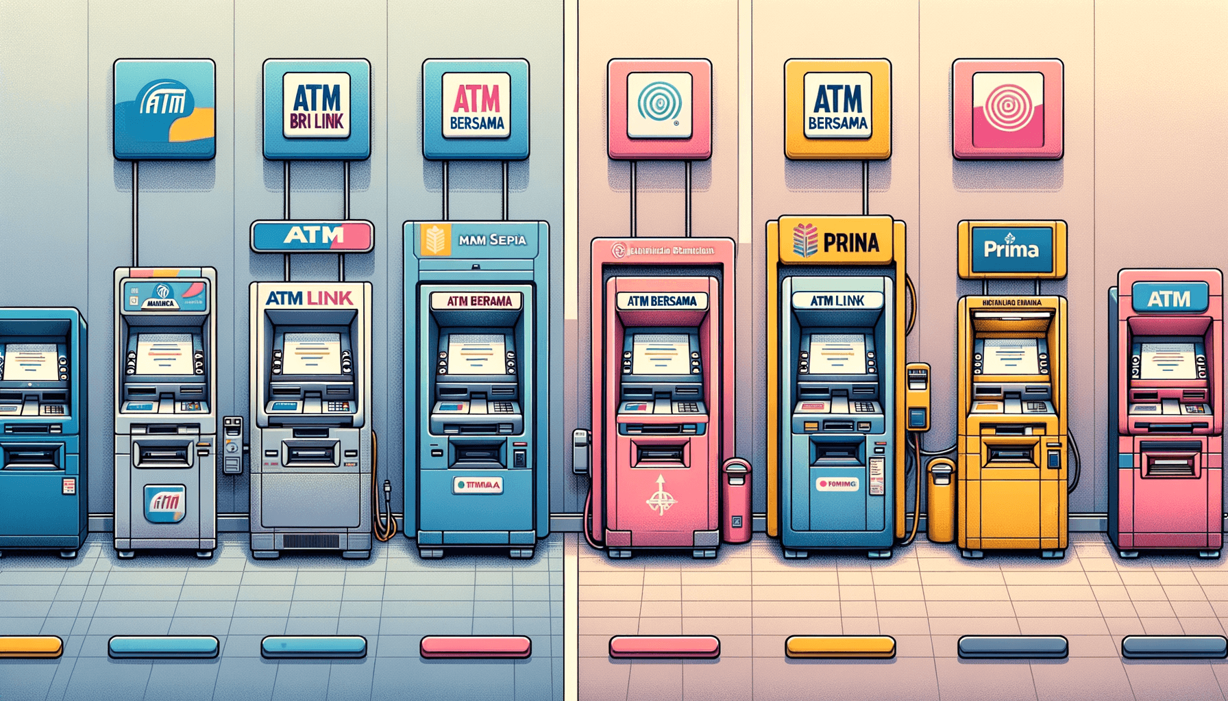 Ilustrasi perbedaan layanan ATM BRI Link, ATM Bersama, dan PRIMA