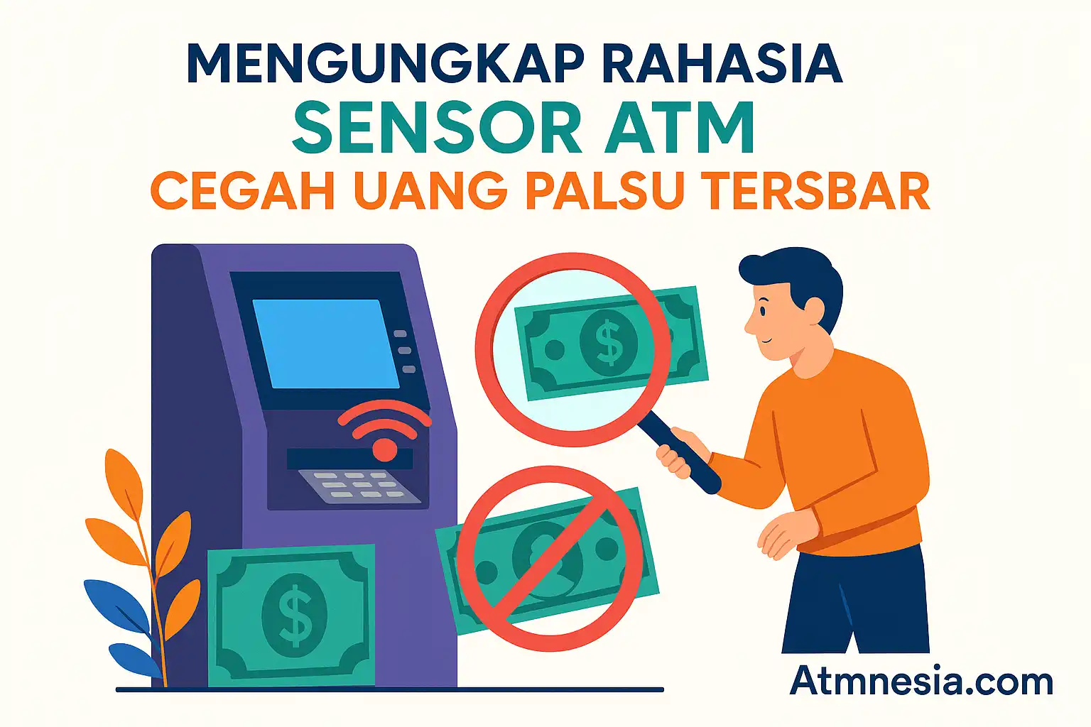 Ilustrasi sensor ATM mendeteksi uang palsu