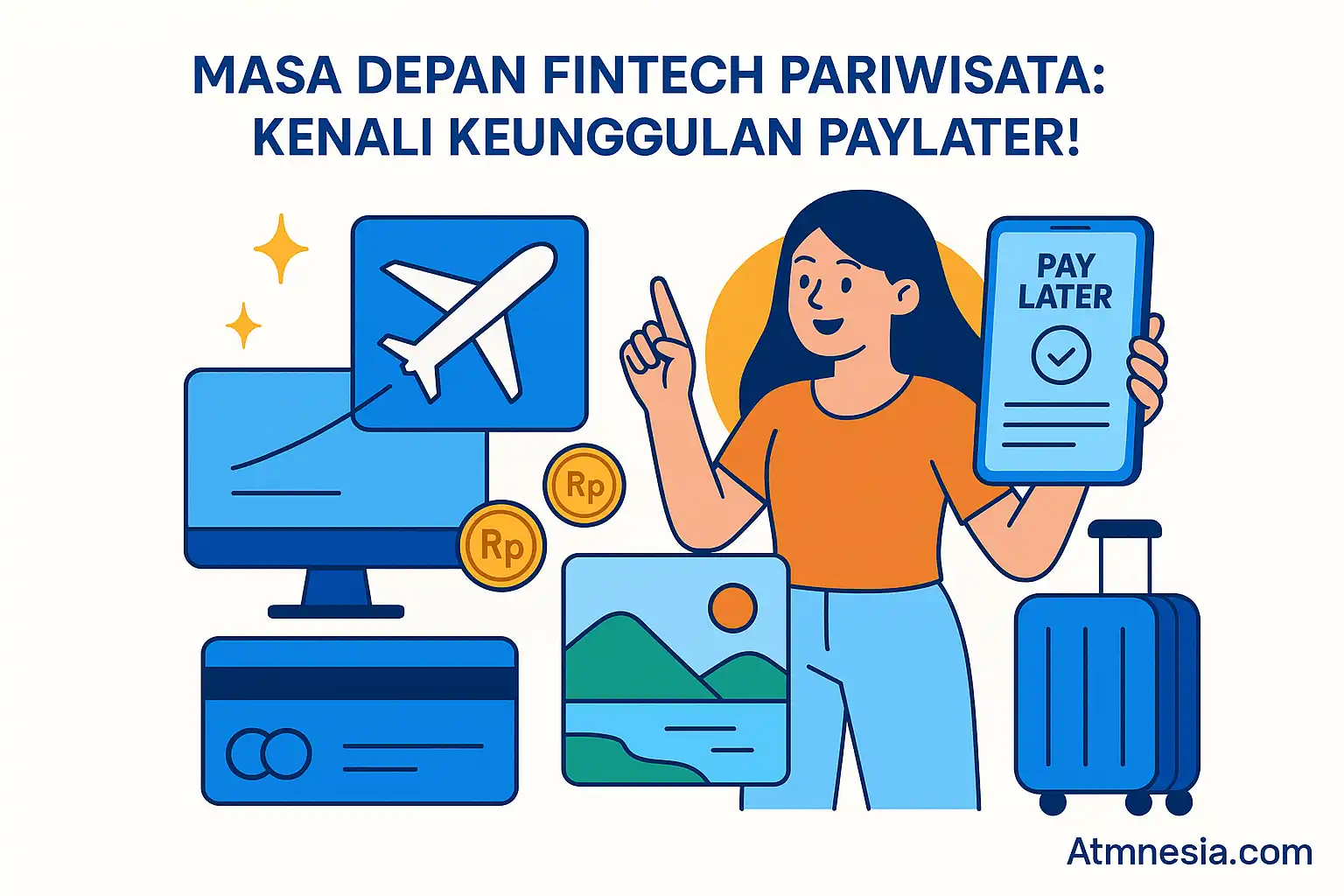 Ilustrasi masa depan fintech pariwisata dan PayLater yang mendukung perjalanan